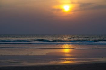 sunset in the Arabian Sea of Goa India   