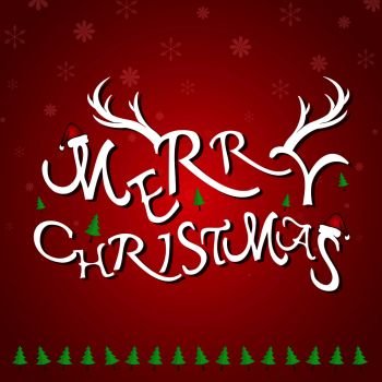 Christmas Greeting Card. Merry Christmas lettering on red color background. vector illustration
