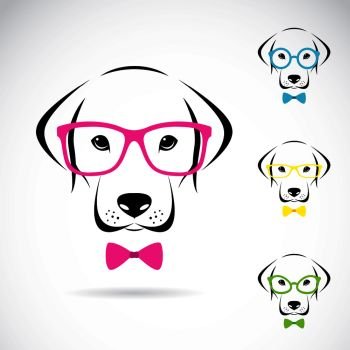 Vector images of dog labrador wearing glasses on white background.