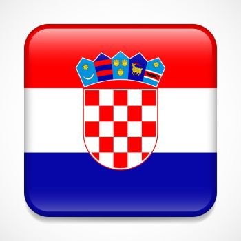 Flag of Croatia. Square glossy badge