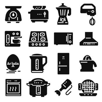 Simple Set of Kitchen Appliances Related Vector Black Icons.. Set of Kitchen Appliances Related Vector Black Icons.