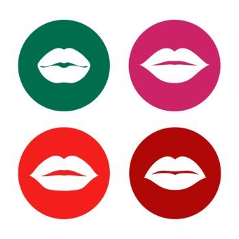 Woman lips vector icons set. White silhouette of lips illustration. Woman lips vector icons set