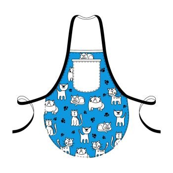 Fashion kitchen apron with hand drawn cats - stylish apron isolated on white. Vector illustration. Fashion kitchen apron with hand drawn cats - stylish apron