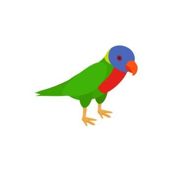 Parrot icon in isometric 3d style isolated on white background. Birds symbol. Parrot icon, isometric 3d style