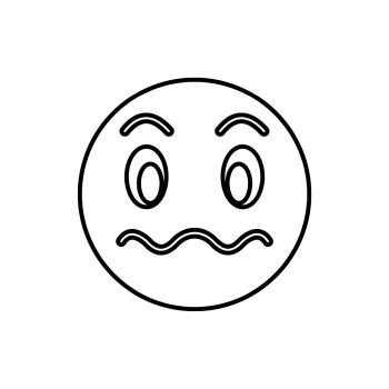 Suspicious emoticon icon in outline style isolated on white background. Suspicious emoticon icon, outline style