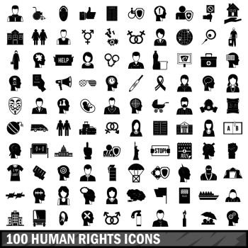 100 human rights icons set in simple style for any design vector illustration. 100 human rights icons set, simple style 