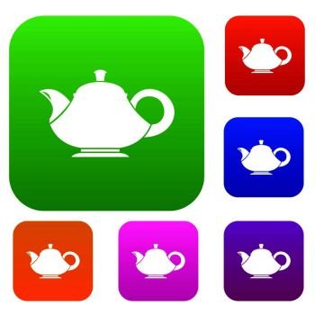 Teapot set icon in different colors isolated vector illustration. Premium collection. Teapot set collection