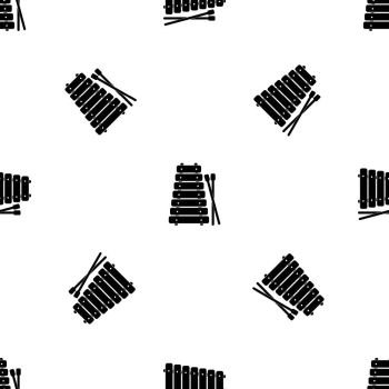 Xylophone and sticks pattern repeat seamless in black color for any design. Vector geometric illustration. Xylophone and sticks pattern seamless black