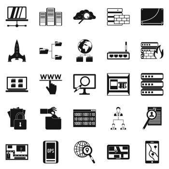 Internet protocol icons set. Simple set of 25 internet protocol vector icons for web isolated on white background. Internet protocol icons set, simple style