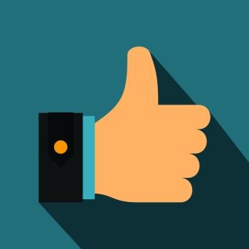 Thumbs up icon. Flat illustration of thumbs up vector icon for web. Thumbs up icon, flat style