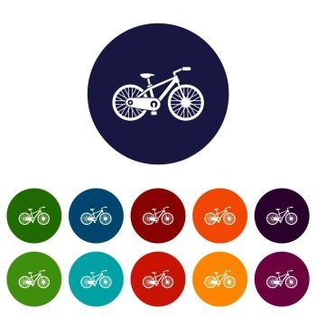 Bicycle set icons in different colors isolated on white background. Bicycle set icons