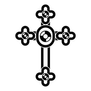 Cross with diamonds icon. Simple illustration of cross with diamonds vector icon for web. Cross with diamonds icon, simple style