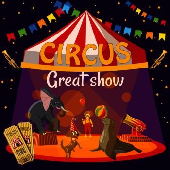 Great circus show concept. Cartoon illustration of circus great circus show vector concept for web. Great circus show concept, cartoon style