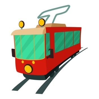 Tram icon. Cartoon illustration of tram vector icon for web. Tram icon, cartoon style