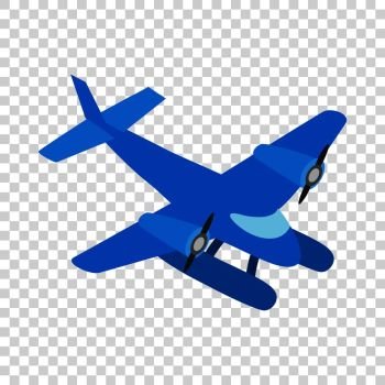Blue small plane isometric icon 3d on a transparent background vector illustration. Blue small plane isometric icon
