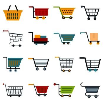 Shopping cart icons set in flat style isolated vector illustration. Shopping cart icons set in flat style