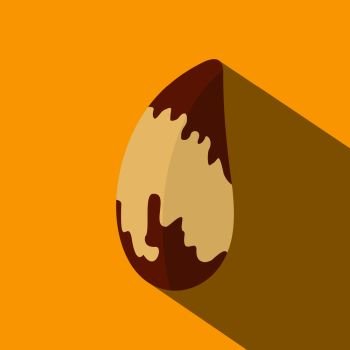 Brazil nut icon. Flat illustration of brazil nut vector icon for web on yellow background. Brazil nut icon, flat style