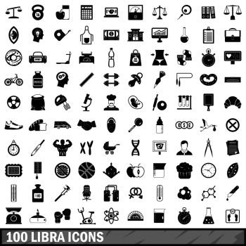 100 libra icons set in simple style for any design vector illustration. 100 libra icons set, simple style 