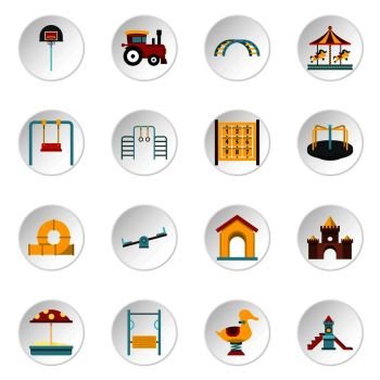 Playground set icons in flat style isolated on white background. Playground set flat icons