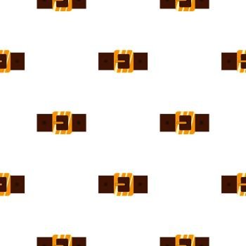 Brown leather belt with gold square buckle pattern seamless flat style for web vector illustration. Brown leather belt with gold square buckle pattern