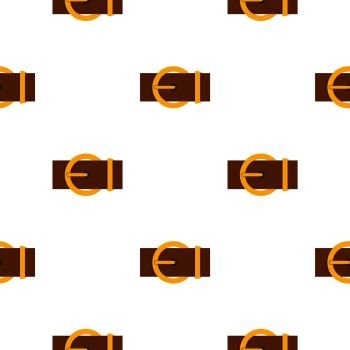 Brown belt with a gold round buckle pattern seamless flat style for web vector illustration. Brown belt with a gold round buckle pattern flat