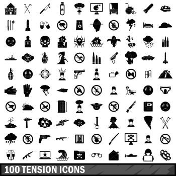 100 tension icons set in simple style for any design vector illustration. 100 tension icons set, simple style 