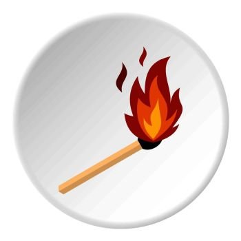 Match with fire icon in flat circle isolated vector illustration for web. Match with fire icon circle