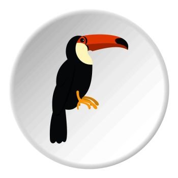Toucan, ramphastos vitellinus icon in flat circle isolated vector illustration for web. Toucan, ramphastos vitellinus icon circle