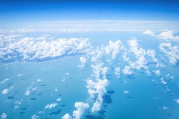 ariel view cloudscape over sea background