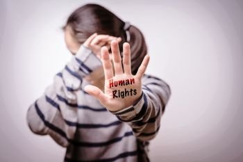 International Human Rights Day Concept, Stop violence against women, freedom concept, alone, sadness, emotional.