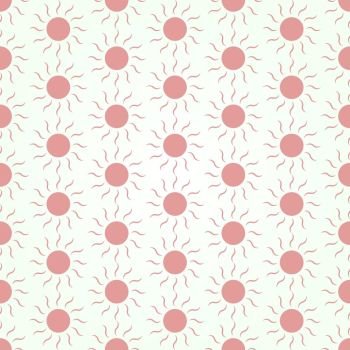 Red Sun shape seamless pattern on pastel color. Circle and swirl in sweet style for abstract or graphic design