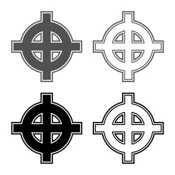 Celtic cross grey black superiority icon set grey black color vector illustration outline flat style simple image
