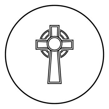 Celtic cross icon outline black color vector in circle round illustration flat style simple image