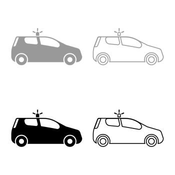 Security car Police car Car with siren icon set black grey color vector illustration flat style simple image