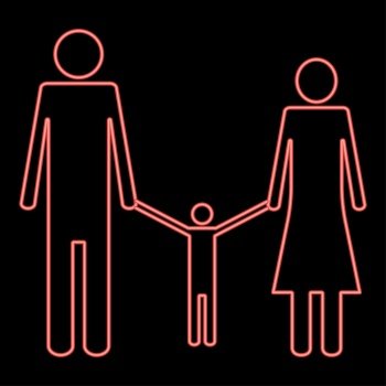 Neon family red color vector illustration flat style light image. Neon family red color vector illustration flat style image