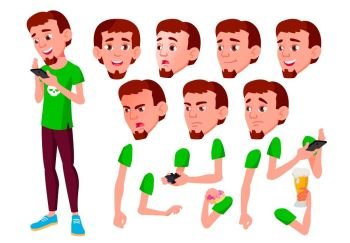 Teen Boy Vector. Teenager. Active, Expression. Face Emotions, Various Gestures. Animation Creation Set. Isolated Cartoon Character Illustration. Teen Boy Vector. Teenager. Active, Expression. Face Emotions, Various Gestures. Animation Creation Set. Isolated Flat Cartoon Character Illustration