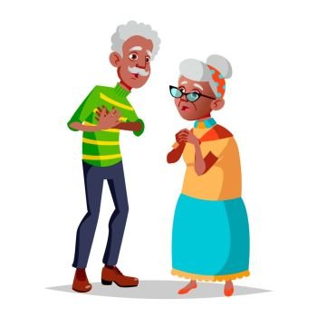 Elderly Couple Vector. Modern Grandparents. Feeling Happy. Aged. Black, Afro American. Isolated Flat Cartoon Illustration. Elderly Couple Vector. Modern Grandparents. Old Age. With Glasses. Isolated Flat Cartoon Illustration