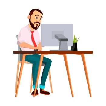 Office Worker Vector. Face Emotions, Various Gestures. Creation Set. Corporate Businessman Male. Successful Officer, Clerk, Servant. Isolated Cartoon Illustration
