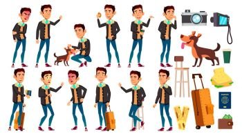 Asian Teen Boy Poses Set Vector. Adult People. Casual. For Advertisement, Greeting, Announcement Design. Isolated Cartoon Illustration. Asian Teen Boy Poses Set Vector. Active, Expression. For Presentation, Print, Invitation Design. Isolated Cartoon Illustration