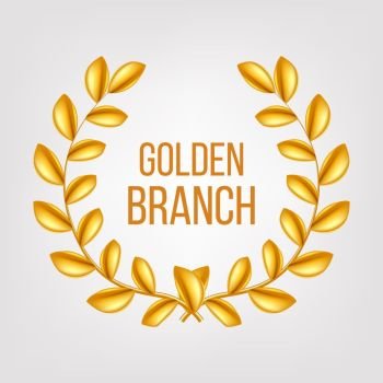 Golden Branch Vector. Gold Laurel Wreath. Award victory Design Element. 3D Illustration. Golden Branch Vector. Gold Laurel Wreath. Award victory Design Element. 3D Realistic Illustration