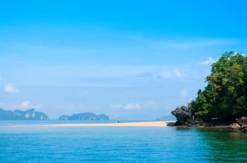 Sea and clear sky -  beach with tourist in Krabi, Thailand