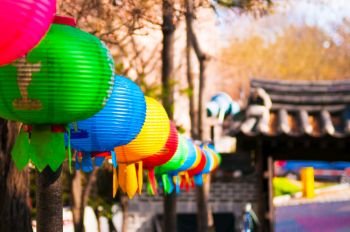 Colorful chinese lanterns decoration.