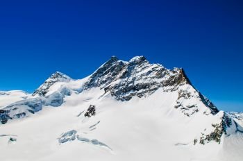 Jungfrau Peak, The top of Europe in Swiss Alps. Snow Mountain of Switzerland.
