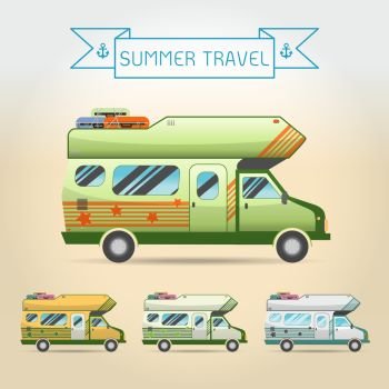 Travel Van .Summer vacation. Vector illustration.