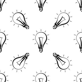 Bulb Icon, Idea Icon, Lamp Icon Seamless Pattern Vector Art Illustration
