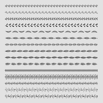 Set Of Line Hand Drawn Textures. Vector Natural Collection.	