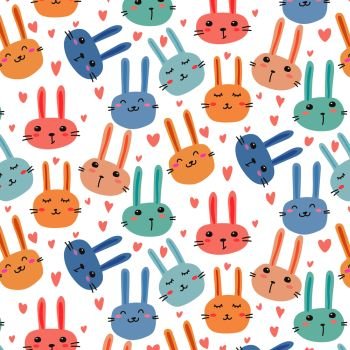 Cute Bunny Pattern Background. Vector Illustration.	