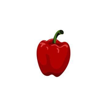 Paprika, bell pepper realistic style isolated on white background. Spice symbol. For food design, restaurant, store, market, natural health care products. Can be used as logo, price tag, label. Paprika, bell pepper realistic style isolated