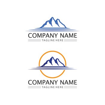 Mountain icon Logo and iceberg Template Vector illustration design