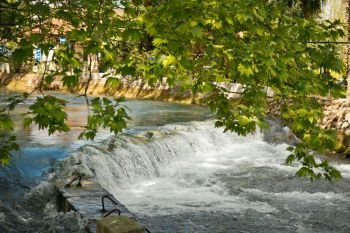 The Upper Duden waterfall in Antalya.. Walkways and viewing locations on the Upper Duden waterfall in Antalya 8382.